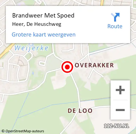 Locatie op kaart van de 112 melding: Brandweer Met Spoed Naar Heer, De Heuschweg op 12 juni 2014 17:49