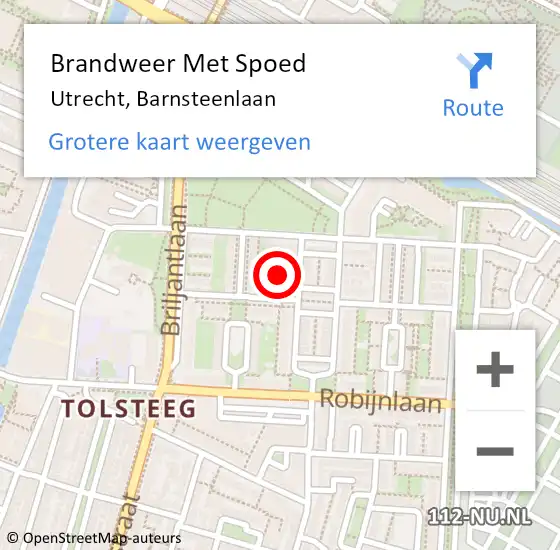 Locatie op kaart van de 112 melding: Brandweer Met Spoed Naar Utrecht, Barnsteenlaan op 8 juni 2021 17:41