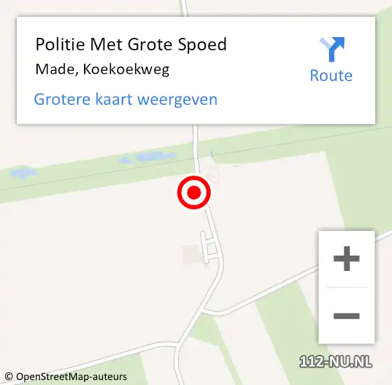 Locatie op kaart van de 112 melding: Politie Met Grote Spoed Naar Made, Koekoekweg op 8 juni 2021 17:47