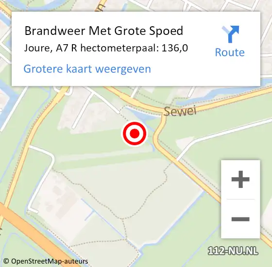 Locatie op kaart van de 112 melding: Brandweer Met Grote Spoed Naar Joure, A7 L op 12 juni 2014 17:51