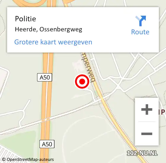 Locatie op kaart van de 112 melding: Politie Heerde, Ossenbergweg op 8 juni 2021 17:59
