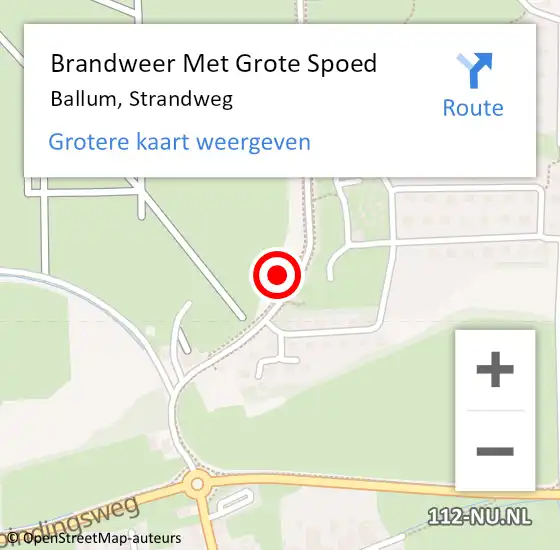 Locatie op kaart van de 112 melding: Brandweer Met Grote Spoed Naar Ballum, Strandweg op 8 juni 2021 18:11