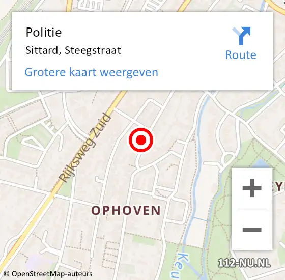 Locatie op kaart van de 112 melding: Politie Sittard, Steegstraat op 8 juni 2021 18:13