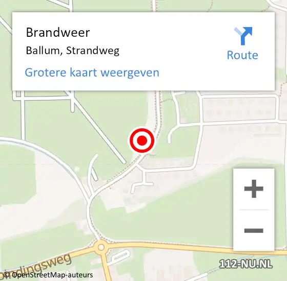 Locatie op kaart van de 112 melding: Brandweer Ballum, Strandweg op 8 juni 2021 18:15