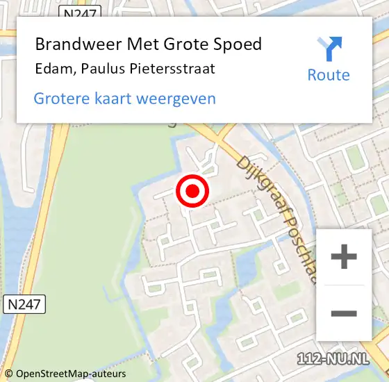 Locatie op kaart van de 112 melding: Brandweer Met Grote Spoed Naar Edam, Paulus Pietersstraat op 8 juni 2021 18:38