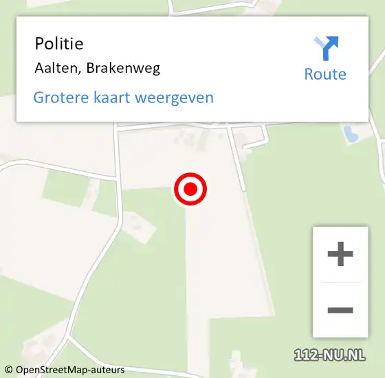 Locatie op kaart van de 112 melding: Politie Aalten, Brakenweg op 8 juni 2021 19:02