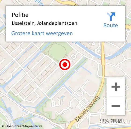 Locatie op kaart van de 112 melding: Politie IJsselstein, Jolandeplantsoen op 8 juni 2021 19:05