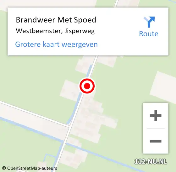 Locatie op kaart van de 112 melding: Brandweer Met Spoed Naar Westbeemster, Jisperweg op 8 juni 2021 19:05