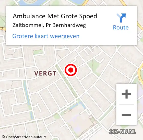 Locatie op kaart van de 112 melding: Ambulance Met Grote Spoed Naar Zaltbommel, Pr Bernhardweg op 8 juni 2021 19:13