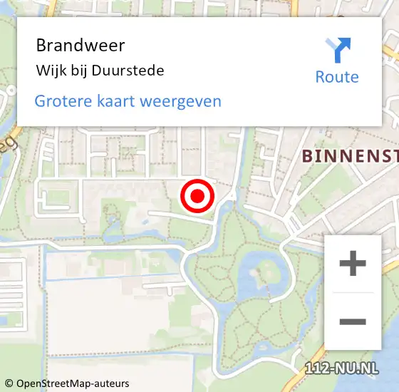 Locatie op kaart van de 112 melding: Brandweer Wijk bij Duurstede op 8 juni 2021 19:20