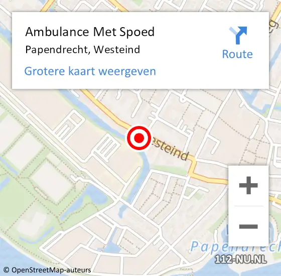 Locatie op kaart van de 112 melding: Ambulance Met Spoed Naar Papendrecht, Westeind op 8 juni 2021 19:22