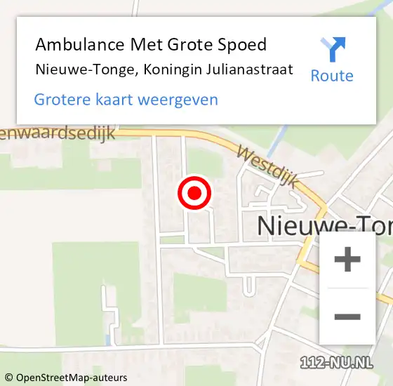 Locatie op kaart van de 112 melding: Ambulance Met Grote Spoed Naar Nieuwe-Tonge, Koningin Julianastraat op 8 juni 2021 19:32