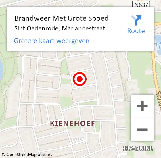 Locatie op kaart van de 112 melding: Brandweer Met Grote Spoed Naar Sint Oedenrode, Mariannestraat op 8 juni 2021 19:32