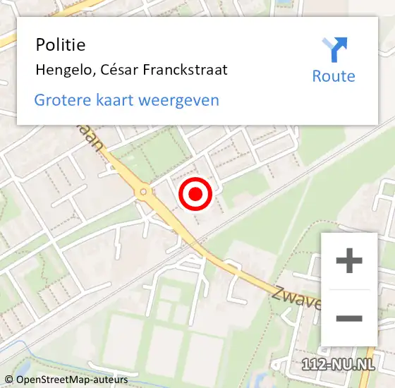 Locatie op kaart van de 112 melding: Politie Hengelo, César Franckstraat op 8 juni 2021 19:45