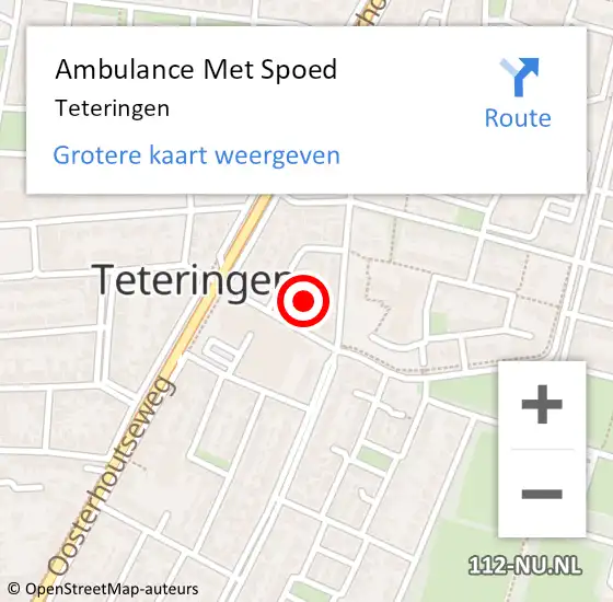 Locatie op kaart van de 112 melding: Ambulance Met Spoed Naar Teteringen op 8 juni 2021 19:53