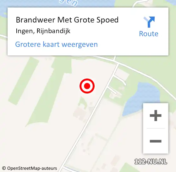 Locatie op kaart van de 112 melding: Brandweer Met Grote Spoed Naar Ingen, Rijnbandijk op 8 juni 2021 20:12