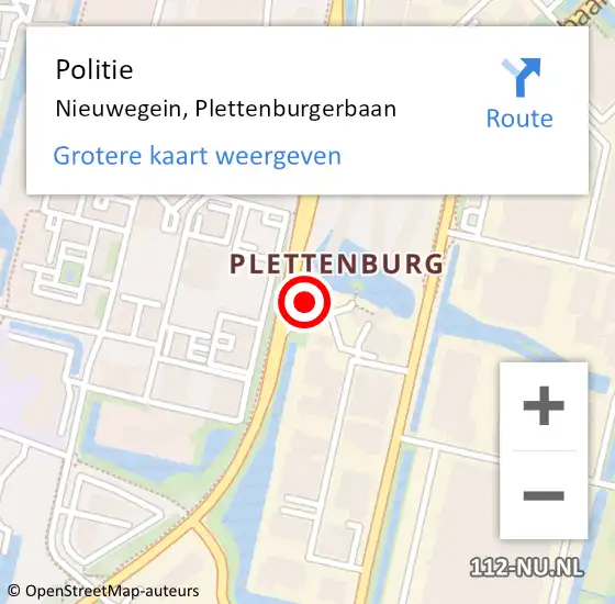 Locatie op kaart van de 112 melding: Politie Nieuwegein, Plettenburgerbaan op 8 juni 2021 20:24