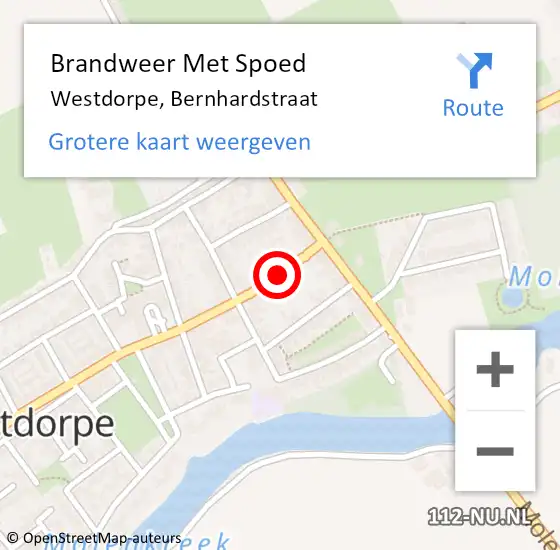 Locatie op kaart van de 112 melding: Brandweer Met Spoed Naar Westdorpe, Bernhardstraat op 8 juni 2021 20:53
