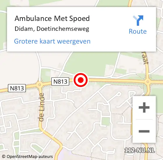 Locatie op kaart van de 112 melding: Ambulance Met Spoed Naar Didam, Doetinchemseweg op 8 juni 2021 20:58