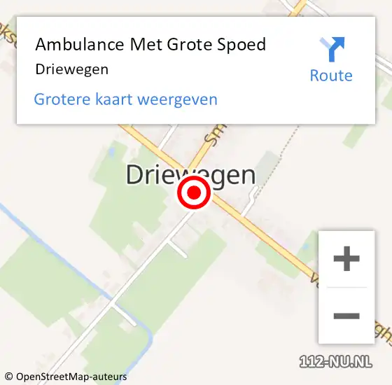 Locatie op kaart van de 112 melding: Ambulance Met Grote Spoed Naar Driewegen op 8 juni 2021 21:05