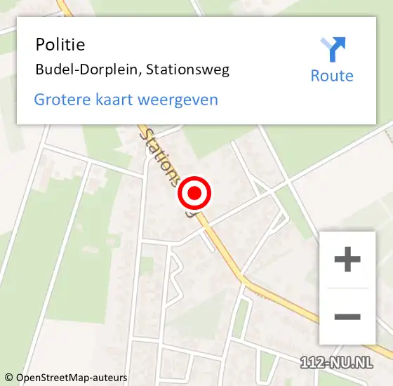 Locatie op kaart van de 112 melding: Politie Budel-Dorplein, Stationsweg op 8 juni 2021 21:09