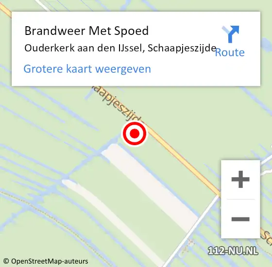 Locatie op kaart van de 112 melding: Brandweer Met Spoed Naar Ouderkerk aan den IJssel, Schaapjeszijde op 8 juni 2021 21:10
