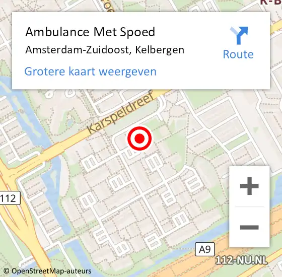 Locatie op kaart van de 112 melding: Ambulance Met Spoed Naar Amsterdam-Zuidoost, Kelbergen op 8 juni 2021 21:10