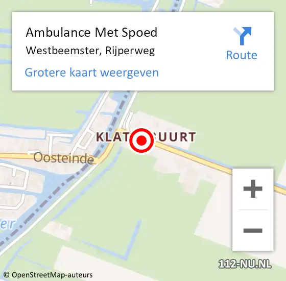 Locatie op kaart van de 112 melding: Ambulance Met Spoed Naar Westbeemster, Rijperweg op 8 juni 2021 21:21