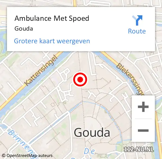 Locatie op kaart van de 112 melding: Ambulance Met Spoed Naar Gouda op 8 juni 2021 21:41