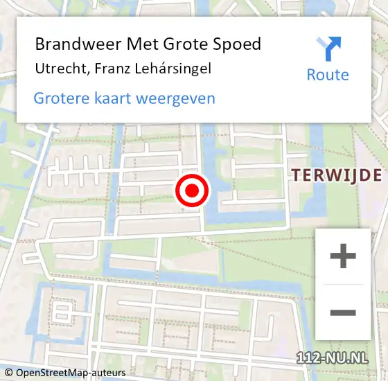 Locatie op kaart van de 112 melding: Brandweer Met Grote Spoed Naar Utrecht, Franz Lehársingel op 8 juni 2021 21:44
