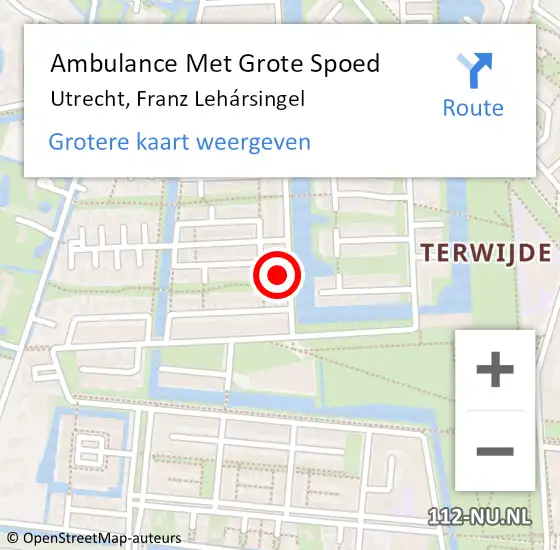 Locatie op kaart van de 112 melding: Ambulance Met Grote Spoed Naar Utrecht, Franz Lehársingel op 8 juni 2021 21:45