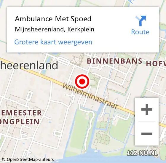 Locatie op kaart van de 112 melding: Ambulance Met Spoed Naar Mijnsheerenland, Kerkplein op 8 juni 2021 21:48