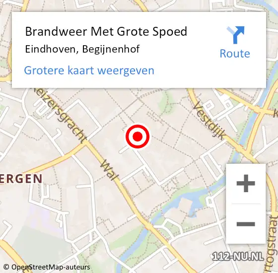 Locatie op kaart van de 112 melding: Brandweer Met Grote Spoed Naar Eindhoven, Begijnenhof op 8 juni 2021 22:05