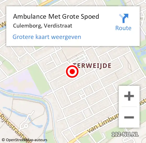 Locatie op kaart van de 112 melding: Ambulance Met Grote Spoed Naar Culemborg, Verdistraat op 8 juni 2021 22:35