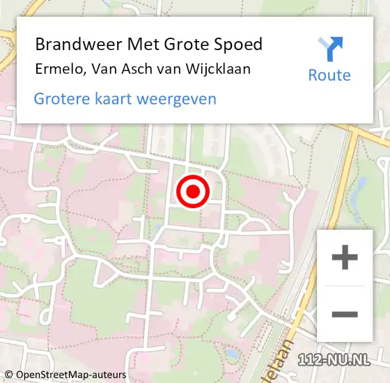 Locatie op kaart van de 112 melding: Brandweer Met Grote Spoed Naar Ermelo, Van Asch van Wijcklaan op 8 juni 2021 22:59