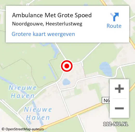 Locatie op kaart van de 112 melding: Ambulance Met Grote Spoed Naar Noordgouwe, Heesterlustweg op 12 juni 2014 18:19