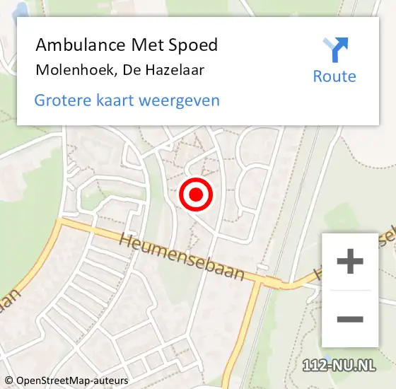 Locatie op kaart van de 112 melding: Ambulance Met Spoed Naar Molenhoek, De Hazelaar op 8 juni 2021 23:15