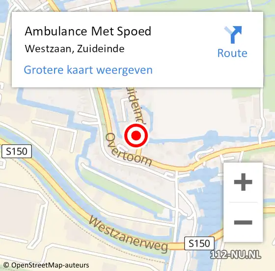 Locatie op kaart van de 112 melding: Ambulance Met Spoed Naar Westzaan, Zuideinde op 8 juni 2021 23:20