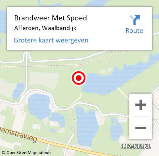 Locatie op kaart van de 112 melding: Brandweer Met Spoed Naar Afferden, Waalbandijk op 8 juni 2021 23:27