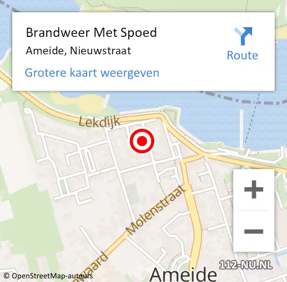 Locatie op kaart van de 112 melding: Brandweer Met Spoed Naar Ameide, Nieuwstraat op 8 juni 2021 23:37