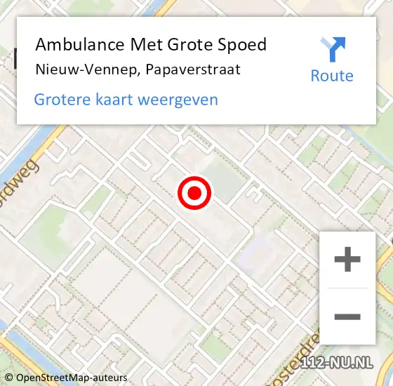 Locatie op kaart van de 112 melding: Ambulance Met Grote Spoed Naar Nieuw-Vennep, Papaverstraat op 9 juni 2021 00:06