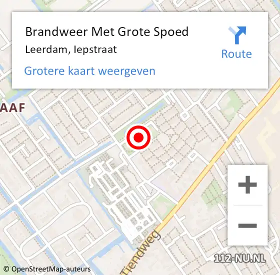 Locatie op kaart van de 112 melding: Brandweer Met Grote Spoed Naar Leerdam, Iepstraat op 9 juni 2021 00:06