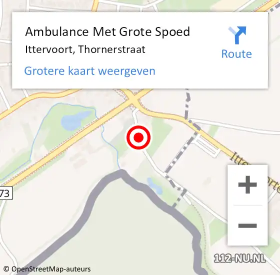 Locatie op kaart van de 112 melding: Ambulance Met Grote Spoed Naar Ittervoort, Thornerstraat op 9 juni 2021 00:38