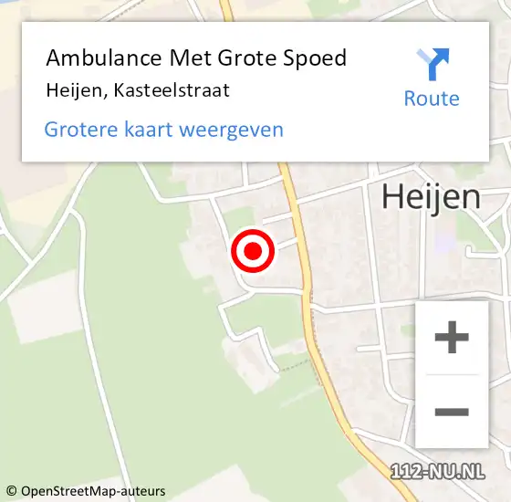 Locatie op kaart van de 112 melding: Ambulance Met Grote Spoed Naar Heijen, Kasteelstraat op 9 juni 2021 01:23