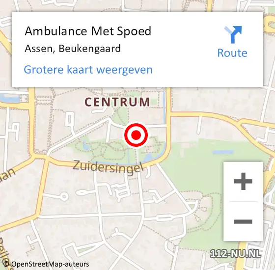 Locatie op kaart van de 112 melding: Ambulance Met Spoed Naar Assen, Naardenstraat op 12 juni 2014 18:26