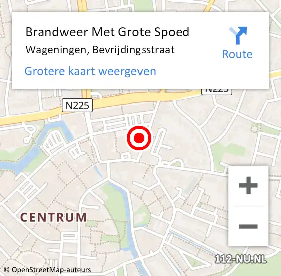 Locatie op kaart van de 112 melding: Brandweer Met Grote Spoed Naar Wageningen, Bevrijdingsstraat op 9 juni 2021 01:39