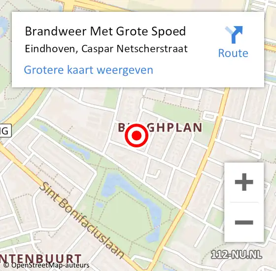 Locatie op kaart van de 112 melding: Brandweer Met Grote Spoed Naar Eindhoven, Caspar Netscherstraat op 9 juni 2021 02:20