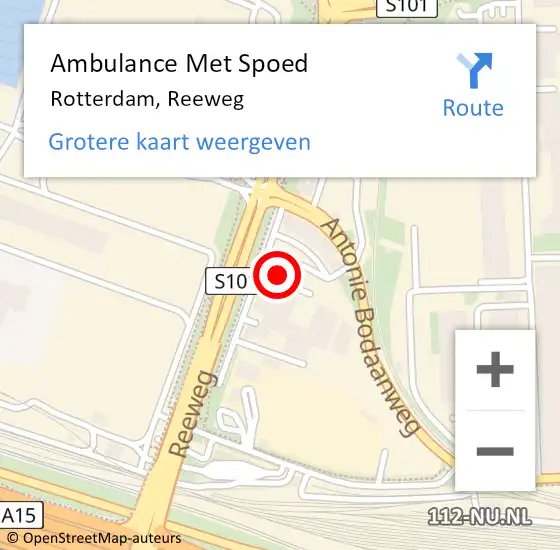 Locatie op kaart van de 112 melding: Ambulance Met Spoed Naar Rotterdam, Reeweg op 9 juni 2021 02:24