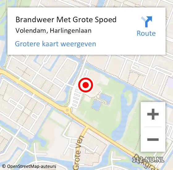 Locatie op kaart van de 112 melding: Brandweer Met Grote Spoed Naar Volendam, Harlingenlaan op 9 juni 2021 02:37