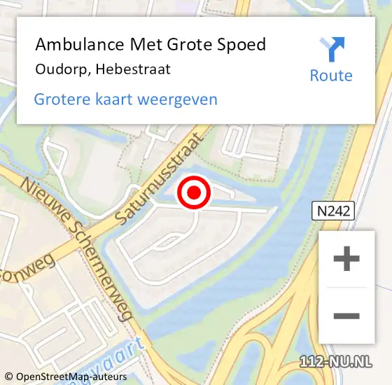 Locatie op kaart van de 112 melding: Ambulance Met Grote Spoed Naar Oudorp, Hebestraat op 9 juni 2021 02:41